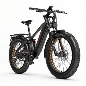 Fat bike électrique gris Dukawey Silvertip8 vu de côté droit, avec cadre robuste et pneus tout-terrain.
