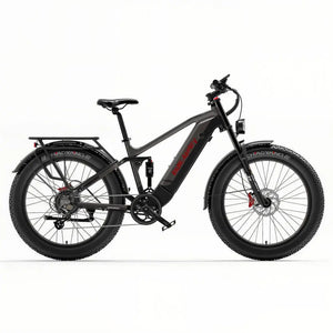 Fat bike électrique gris Dukawey Silvertip8 vu de face, idéal pour les aventures tout-terrain.
