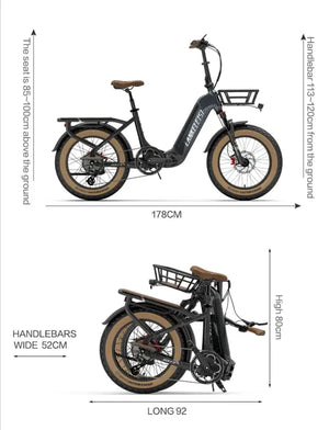 【Pas disponible】 Fat Bike Électrique LANKELEISI GOLF-X 1000W Pliant à Cadre Bas - RIDETRIC
