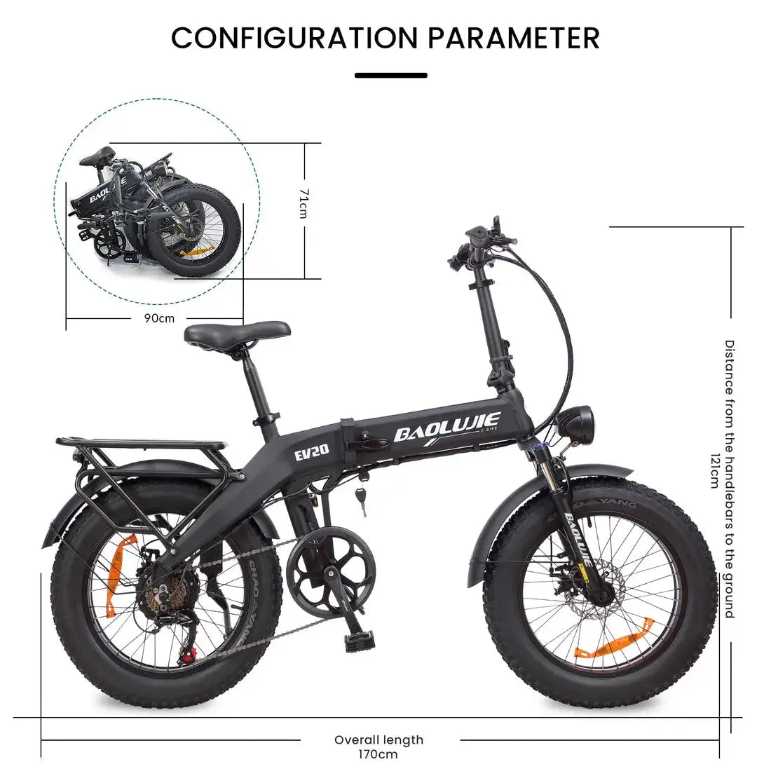 Fat Bike Électrique BAOLUJIE DZ-2017 - RIDETRIC