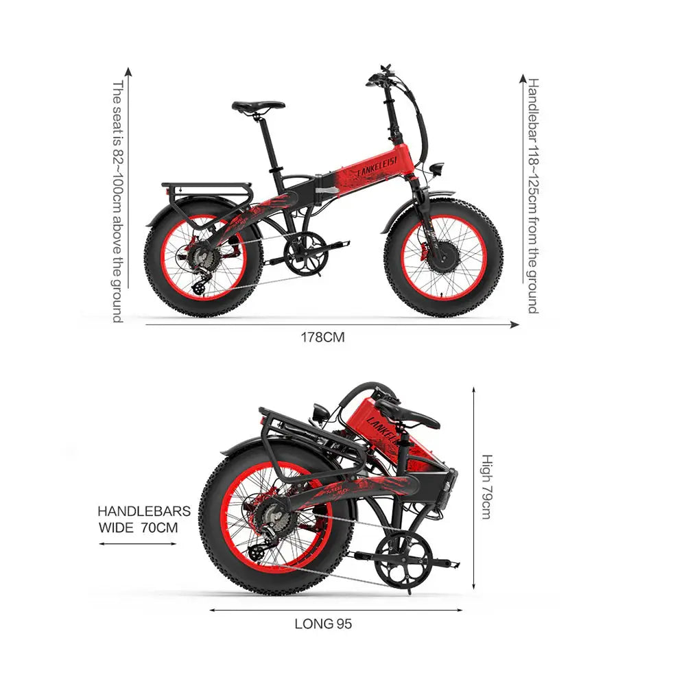 LANKELEISI X2000 MAX Fat Bike Électrique à double moteur 2000W (Nouveaux arrivages) - RIDETRIC